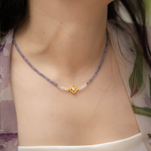 Youshu Authentic Natural Phalaenopsis Natural Tanzanite Bracelet Women's Niche High-end Jewelry Handmade Pendant Phalaenopsis Tanzanite Necklace 39+5CM