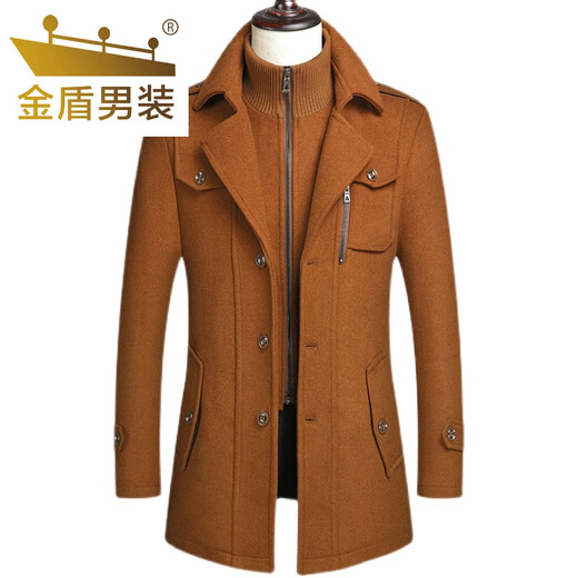 Jindun new winter style middle-aged men's woolen coat jacket casual middle-aged and elderly thickened woolen jacket daddy gray 170 recommended 95-115Jin Jin equals 0.5 kg