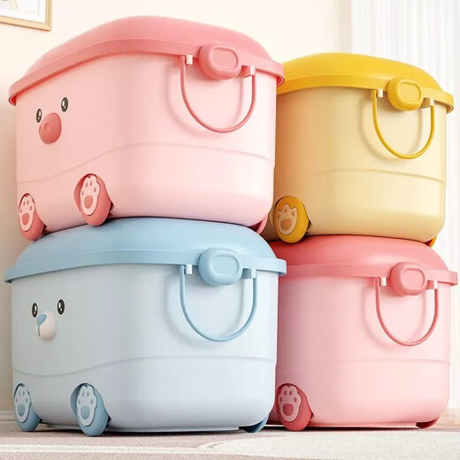 Pastoral Flower House New Year Decoration Children's Toy Storage Box Frame Building Block Storage Box Home Baby Storage Box Large Capacity Clothes Large - Blue Bear + Pink Piggy 2 Pack