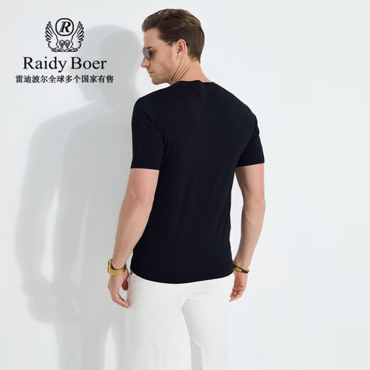 Raidy Boer/Redy Boer [elástico tejido] 2025 Camiseta de manga corta de cuello redondo de diamantes de primavera 7022 Flor negra M/170/48