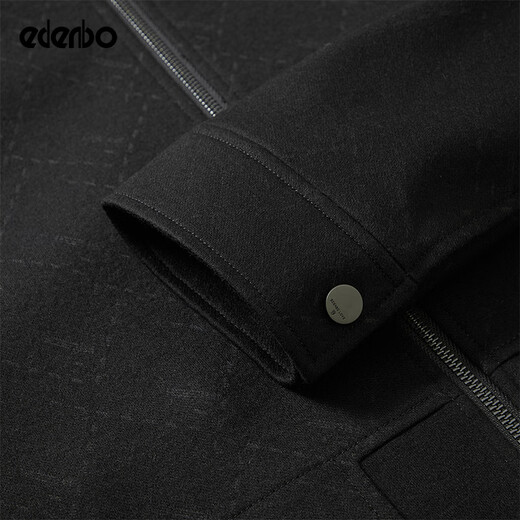 Attenborough shopping mall same style spring and autumn new knitted wool woolen jacket for young and middle-aged men printed versatile men's jacket black 3XL (185)