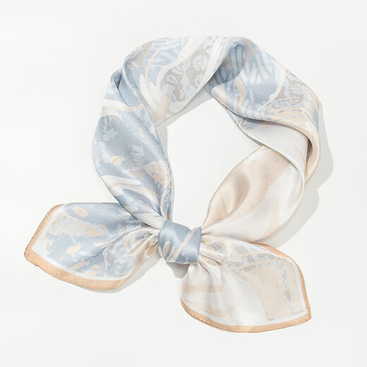 The Da Vinci Code Silk Scarf 100% Mulberry Silk Scarf Women's High-end Silk Scarf Mom's Birthday Gift Silk Scarf for Elders Monstera Leaf Flower Mist Blue