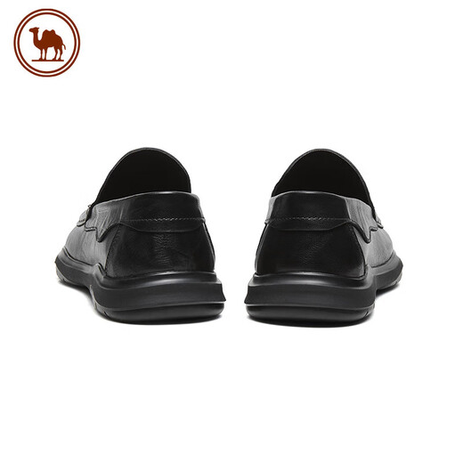 Camel Men's Patterned Cowhide Soft Sole Slip-ons Comfortable Business Casual Loaf Leather Shoes P14S155013 Black 41