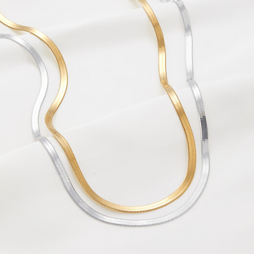 Fat Donglai's same style 18k gold necklace snake bone chain Qin Lan's same style Italian blade snake bone commuting versatile plated lock gold blade snake bone chain length 35+10cm