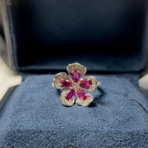 Duchen 1.0 carat ruby ring for women natural colored gemstone jewelry 925 silver inlaid jewelry No. 13