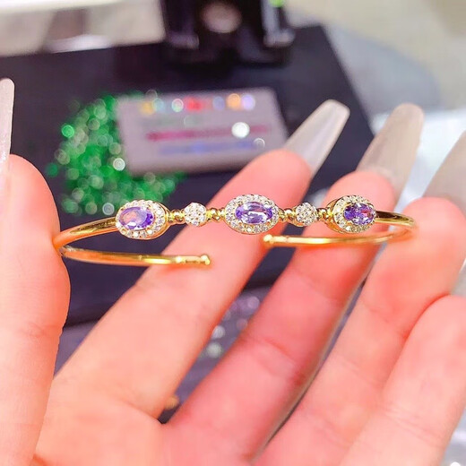 Weizi 925 silver gold-plated Tanzanite bracelet with flashing fire main 3*5mm 925 silver precision inlay