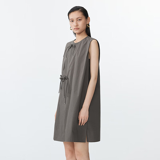 Jnby/Jiangnan Buyi 25 Sommer Neues chinesisches Kleid gerade ärmellose runde Hals weich und bequem 5p5g13570 255/Green Coffee xs