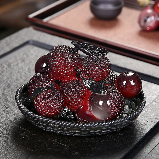 Color-changing lychee tea pet ornaments, high-end boutique, can raise a big lucky big lychee, tea play tea table, tea set accessories, creative decoration, big orange and big lychee-color-changing tea pet (with chassis)