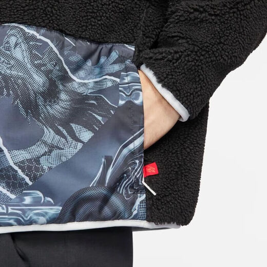 Nike (Nike) Vêtements officiels masculins 2025 Spring New Sportswear Imitation Lamb Velvet Stand Collar Casual Washing Veste FZ6194-010 XL 180 (recommandé 140-160jin [Jin est égal à 0,5 kg]))
