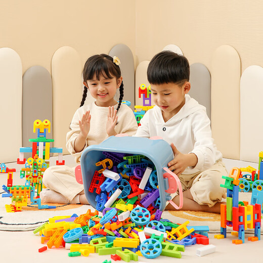 Fanruitong Kinderkindergärten-Mädchen-Puzzle-Plastik-Versammlung Boy Yizhi Square H-förmige Haole-Bausteine ​​Spielzeug 3 bis 6 Jahre altes 92-teiliges Set [Box] + Zeichnungen