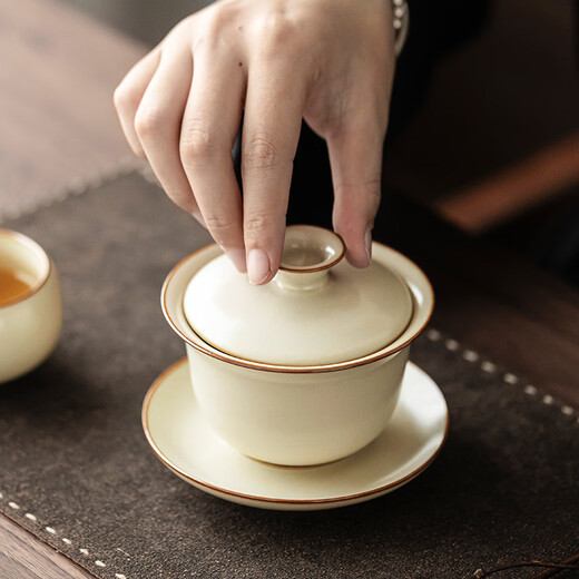 Tangfeng Ru Kiln Kung Fu Tea Set High-end Ceramic Chinese Covered Bowl Teacup Tea Set