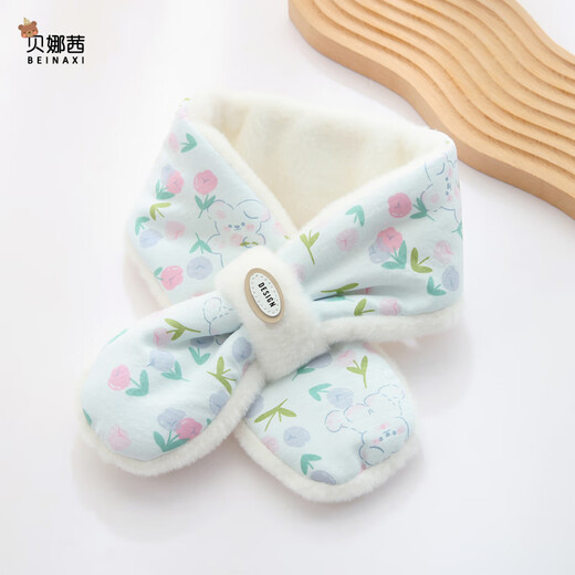 Benasi children's scarf autumn and winter baby girls kindergarten infants and toddlers winter warm windproof scarf thickened cute little flower - pink 1-8 years old 73CM
