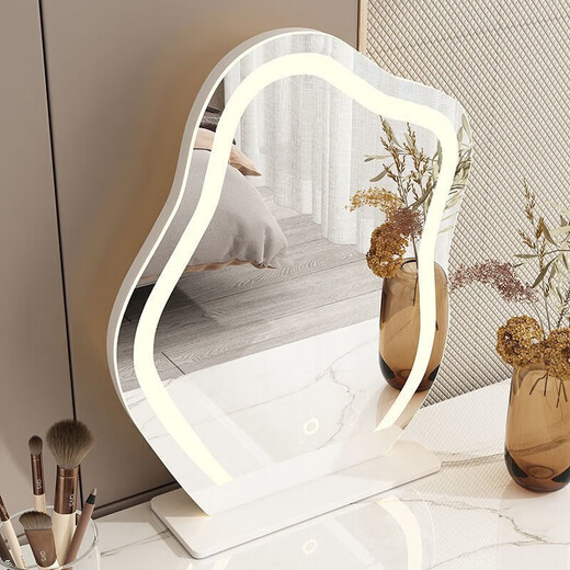 Perfeden Optional Rotating Bedroom Cloud Smart Cosmetic Mirror HD Desktop LED Light Mirror Dressing Table Cosmetic Mirror Beauty Mirror Plug-in Large Fixed Cloud Mirror White