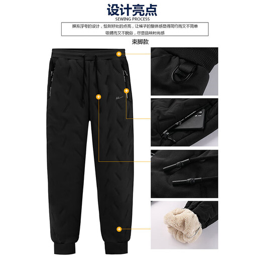 Pull back casual pants men's quilted thickened warm pants men's autumn and winter cold-proof casual comfortable versatile trousers men's pants