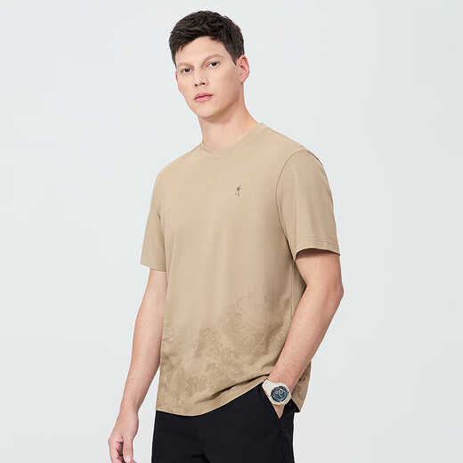 Tanzen mit Wölfen [einschließlich Mulberry-Seide] 7A Antibakterielles modalem chinesischem Stil Stickereien Kurzarm T-Shirt 701 Khaki XL (180)