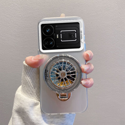 Pino Realme GT5 Case de téléphone mobile Version flash Version de protection RMX3888 ANTI-Fall Couleur haut de gamme Silver Matte Silicone Feel Fashion Fashion Trend Innovative Hard Shell [Color Silver Shell] White Realme GT5