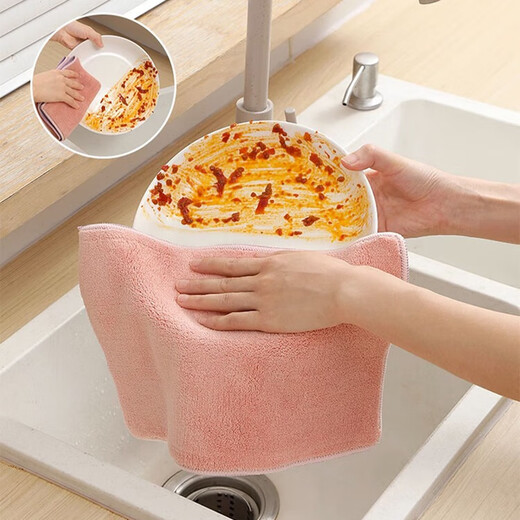 Xinsijie rags absorb water and do not shed lint. Household wiping tables and furniture, special kitchen hand wiping, thickened sanitary towels, mixed color 3 pack + glass cleaning cloth 3 pack