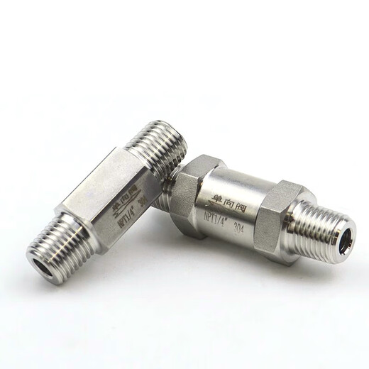 Zhuankai 304 stainless steel double outer wire one-way valve one-piece split external thread check valve water oil gas steam check valve 304 one-piece double outer wire ZG3/8