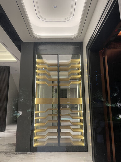 Double small modern stainless steel constant temperature red wine cabinet custom white wine display cabinet cigar cabinet commercial villa wine cellar bronze stainless steel inner shelf