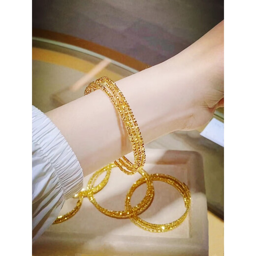 DL 1998 Fett Donglai Qualität 18k Gold gebrochenes Goldarmband 18K Goldene Gerichte und Perlen Drei-Kreis-Gedächtnismemory Elastic Armband Frauenhundert Gerichte und Perlen Drei-Kreis-Armband