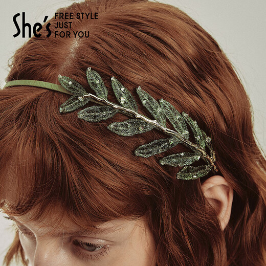 She s Qianzi Rousseau holiday original hair hoop light luxury high-end pressed hair headband hairpin hair accessories birthday gift for girlfriend green D0