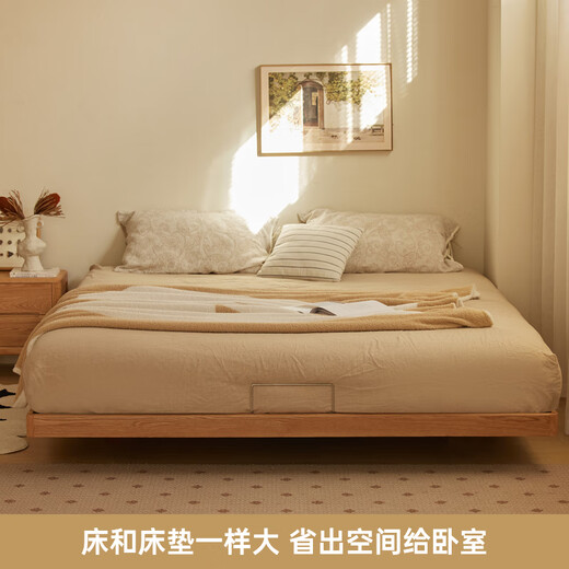 Cama de madera maciza original Moderna cama doble simple cama de roble tatami sin cama para la cabeza de apartamento pequeño lado de lado lateral cama l701y 1.2*2.0 metros - roble de una cama soltera - color de madera log