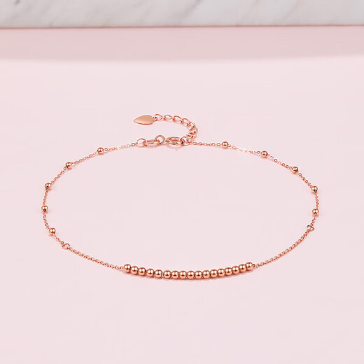 Saturday Fuhong 18K gold simple round bead K gold anklet for women birthday gift C088914 21+2cm