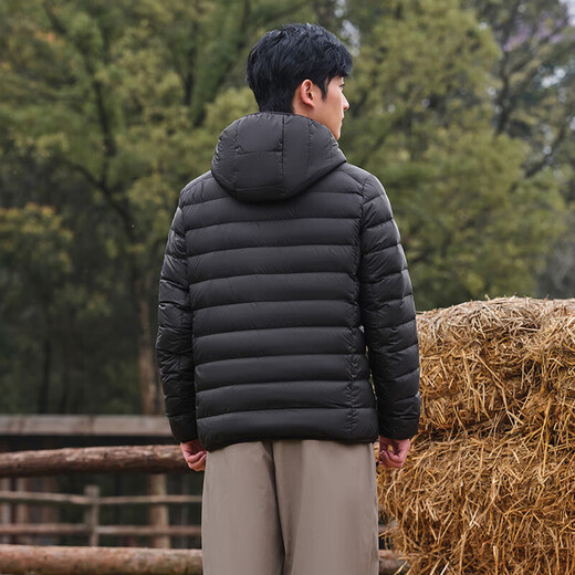 Tambor light down jacket men's short hooded loose simple warm jacket TF236209 black 175