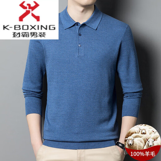 Jinba J Jinba Wolle langärmelige Revers-T-Shirt-T-Shirt Herren White Frühling und Herbst mittleren Alters Geschäfte Casual Basis Polo-Hemd Hemfgrau FCY/WF2603 3XL 185/