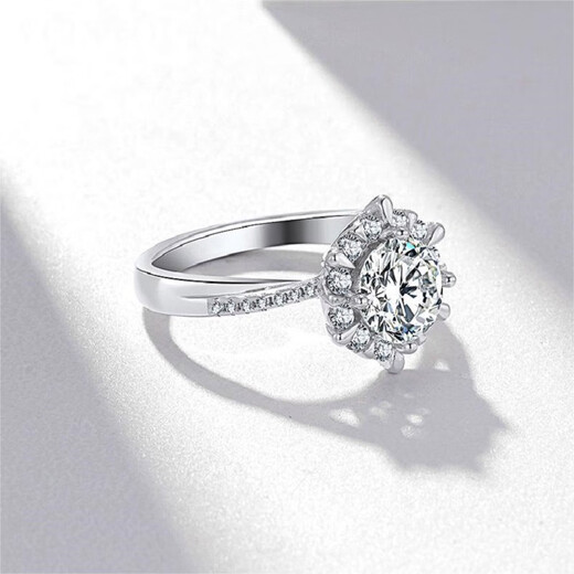 VCIXYOU platinum ring one carat moissanite diamond ring PT950 heartfelt confession anniversary birthday gift for girlfriend one carat moissanite diamond ring