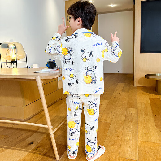 Modal Children's Pyjamas Pure Cotton Boy Spring and Automne Automne à manches longues Little Boy Enfants de taille moyenne 2024 Nouveaux vêtements de maison 3878 # [Coton pur] Taille 8 (hauteur recommandée 95-105 cm)