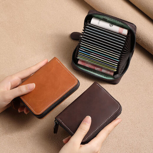 Gbonika-Bag Herren Bank Card Laging Zertifikat Taschenlizenz Leder mit Multi-Card-Kartenkarte mit Multi-Card-Karten-Karten-Kartenabdeckung von Festkarten-Braun [11 Kartensteckplätze können im Führerschein gelegt werden]