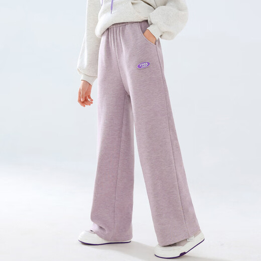 YOYO ONE (YOYO ONE) FILLES Version étroite Pantalon à jambes larges pour l'automne et l'hiver plus en velours épaissis moyens et grands enfants filles à la mode Sports droits et pantalon décontracté pour les enfants 15188 Purple + 4882 blanc [Ensemble en polaire] 170cm