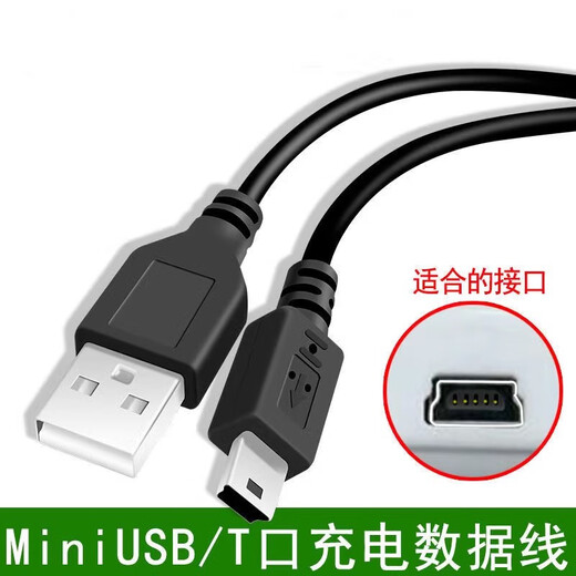 雨硕/Mini梯形USB数据线老式旧款T型口mp3车载记录仪充电线连接线 充电+数据-加粗纯铜-T口线0.8米