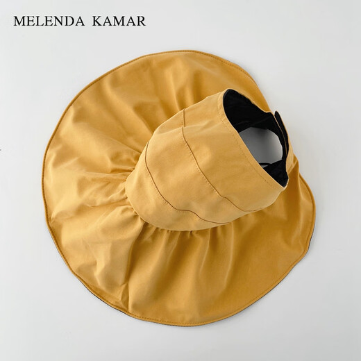 MELENDA KAMAR贝壳帽空顶防晒春夏轻奢遮阳草帽太阳帽大檐生日礼物送女朋友老婆 米色