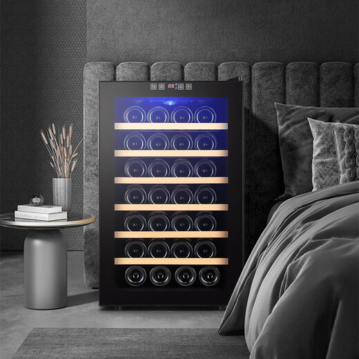 Bacchus red wine cabinet constant temperature wine cabinet home mini small electronic wine cabinet foreign wine wine cabinet built-in storage wine cabinet refrigerated tea constant humidity living room kitchen office small wine cabinet BW-70D1 beech wood shelf 28 bottles 70L