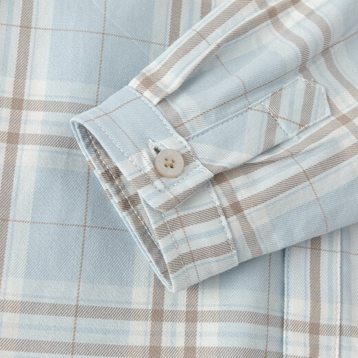 DAVE&BELLA boys' shirts baby long-sleeved tops children's shirts spring new children's clothing plaid shirt children's clothes blue plaid in stock 110 cm (recommended height 100-110cm)