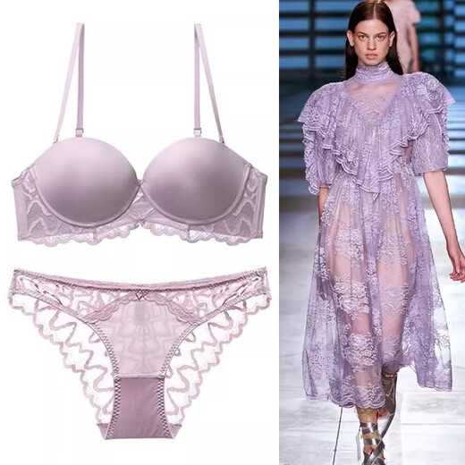 Victoria Palace Sexy Bra Set Comfortable Big U Smooth Beautiful Back Lace Underwear Women Soft Steel Ring Small Breast Push Up Bra White Set 70B /32B