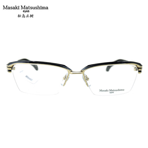 Masaki Masaki Matsushima Titanium Lunes Half Cadre pour les hommes et les femmes verres de myopie Cadre MF1278 Col.1 Black and Gold