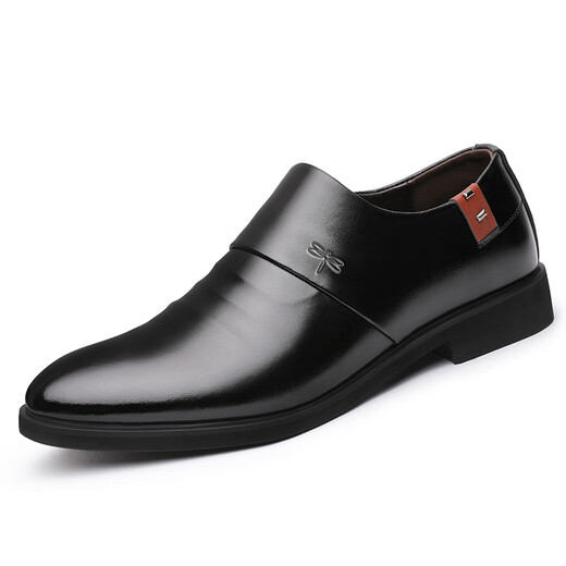 Libellule rouge; Dragonfly rouge même style libellule de libellule en cuir véritable cuir masculin Version coréenne des chaussures en cuir formelles commerciales avec des chaussures en cuir résistant à la semelle en amélioration en hauteur