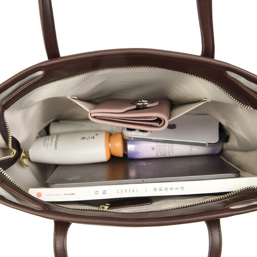 Kangaroo Kara gives mom a genuine leather shoulder bag for women on Mother's Day, tote bag, large capacity 2025 new European and American commuter handbag trendy brown (gift box + hand bag card holder) extra large bag length 31-thickness 12-height 29 cm