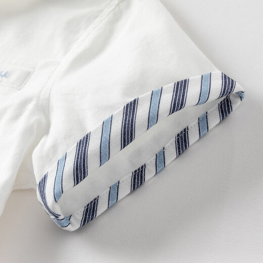 DAVE&BELLA boys' short-sleeved shirt summer new style children's white shirt pure cotton children's clothes fashionable baby boy top white ready stock 140 cm (recommended height 130-140cm)