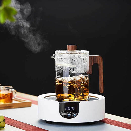 Green Changming glass teapot crescent filter kettle high temperature resistant teapot large capacity teapot wooden handle teapot 860ml