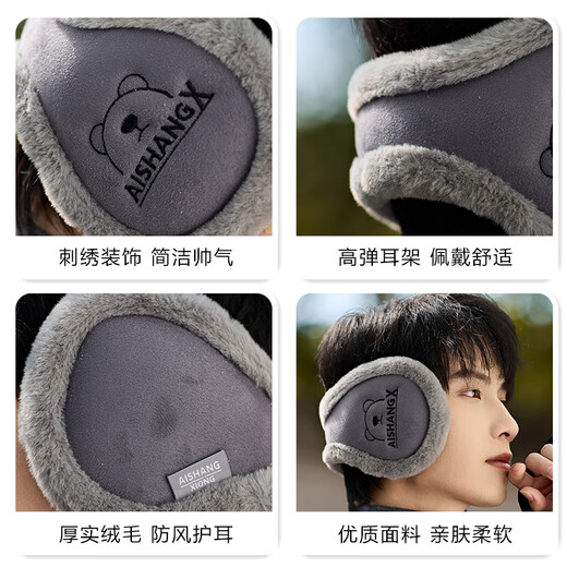 Guguxiang warm earmuffs winter men's earmuffs to prevent cold plus velvet earmuffs antifreeze ear protection artifact ear caps winter earmuffs for women gray 1 piece (82412 rear-mounted earmuffs)