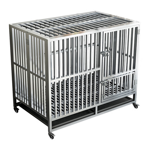 Yakong dog cage large dog stainless steel square tube thickened and strong medium-sized dog with toilet foldable outdoor rainproof length 79 width 52 height 65 assembled model/come with dog bowl + tray (upgraded