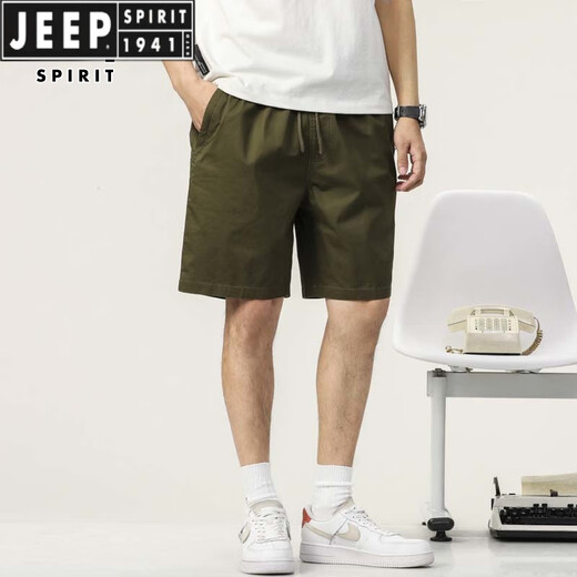 Jeep Spirit Shorts de cinco puntos para hombres Summer 2025 Nuevo algodón delgado de algodón suelto Sports Retrase Pantalones informales Nuevos hombres 9224 Caki L