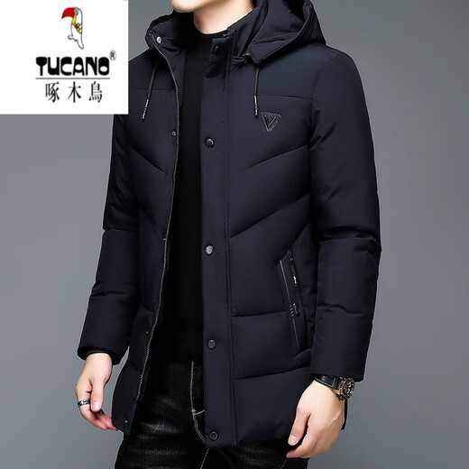 
Woodpecker Winter feather down jacket for men's mid-length cotton hooded casual jacket for middle-aged and young men's warm cotton top Black 1988 cotton XL Recommended 95-120Jin [Jin equals 0.5 kg] Upgraded and added cotton