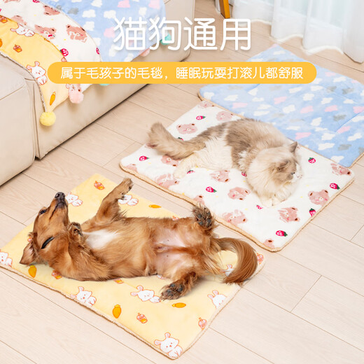 Shunshi Dog House Cat House Winter Warming Mat Dog Sleeping Supplies Sleeping Mat Cat Mat Floor Mat Four Seasons Universal Blanket (Two-piece Set) Carrot Rabbit [Quilt + Sleeping Pad M Size-60*40CM [Recommended weight within 20Jin [Jin equals 0.5kg]]