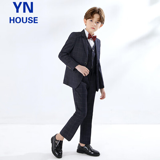 Yinuofang children's suit suit boy suit host flower girl dress performance suit plaid suit 130 yards