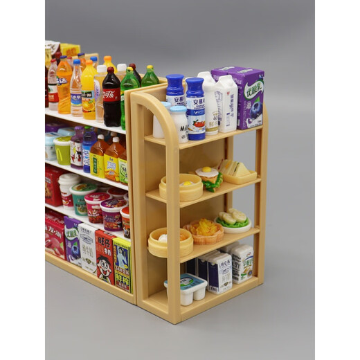 
Timini Mini Simulation Small Supermarket Four-sided Shelves Drinks Foods Playing Snacks 3-6 Years Old Children Playing House Toys Small Items Deluxe Edition - 107-Piece Set [Girls - Mini Supermarket